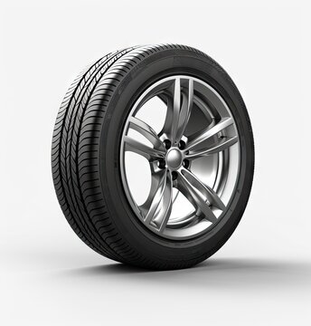 Car wheels isolated on white background created with Generative AI technology.