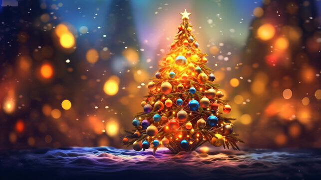 Weihnachtskugeln, Baum mit Freiraum.
Hintergrund, Weihnachtskarte
Generative AI