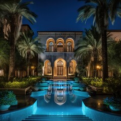 Obraz na płótnie Canvas exterior of a luxury mediterranean villa with a swimming pool