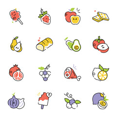 Collection of Food Items Sketchy Icons 

 - obrazy, fototapety, plakaty