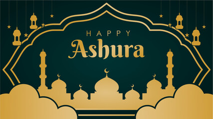 happy ashura banner template islamic background