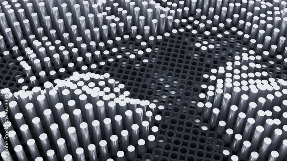 Poster abstract trypophobic background with cluster holes and sticks moving up and down through them. desig