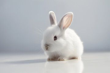 Baby rabbit on a white background. AI generated