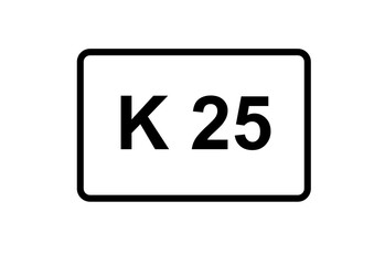 Illustration eines Kreisstraßenschildes der K 25 in Deutschland	