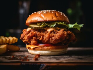 A crispy chicken burger