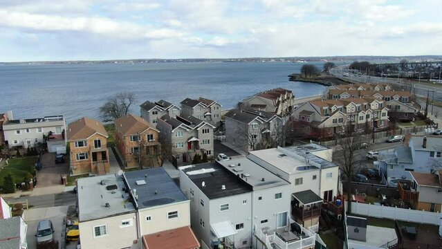 Aerial Shot of Waterfront Homes in the Bronx