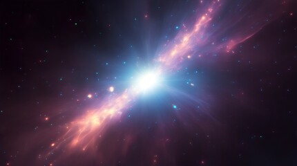 Obraz na płótnie Canvas Space background with nebula, stars and bright light. AI generation