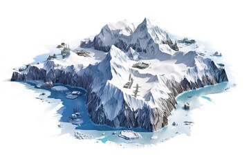 Fototapeta na wymiar Antarctica isolated on white background. Generated by AI.