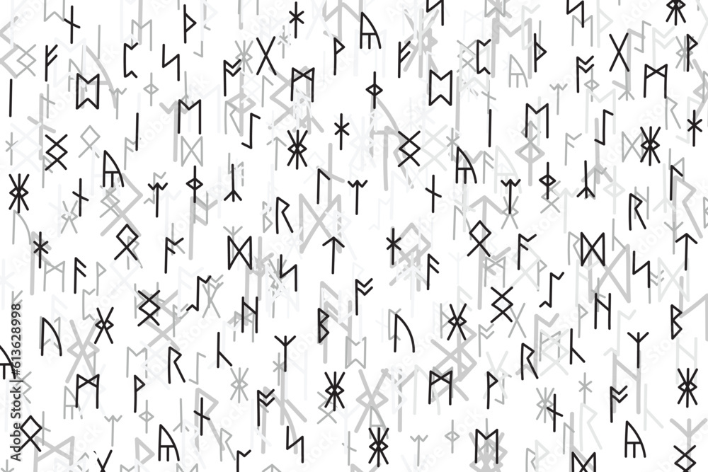 Wall mural illustration line of the rune character pattern on white background.