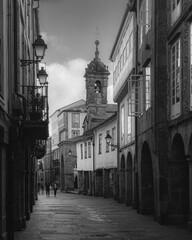Fototapeta na wymiar In the historic centre of Santiago de Compostela