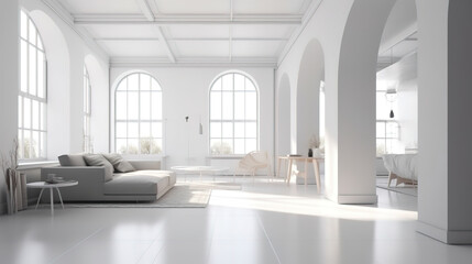 White apartment interior. Generative Ai