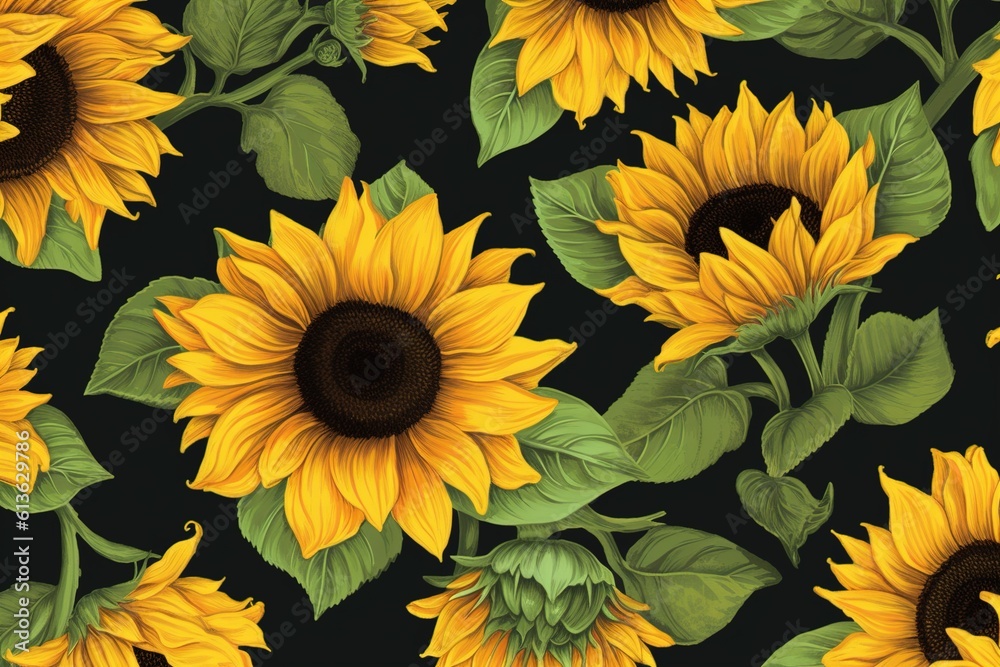 Aufkleber sun flower pattern. generated by ai.