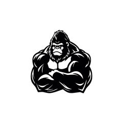 Gorilla bodybuilder - gorilla mascot logo design - vector illustration © Анна Лепеха