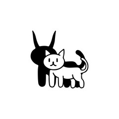 vector illustration doodle cat concept