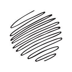 lines of circles drawn by hand. Doodle circles for design elements, messages, note labels. Black doodle isolated on white background. Hand drawn. Vector illustration.