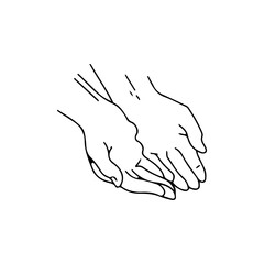 Obraz premium vector illustration of a pair of hands line concept