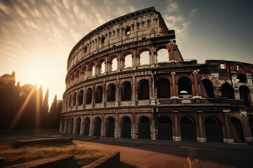 Exterior of the historic Colosseum in Rome, Italy. - obrazy, fototapety, plakaty