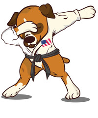 American Sports Flag Dabbing Dog Martial Artist Karate