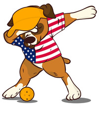 American Sports Flag Dabbing Dog Athlete Pickleball
