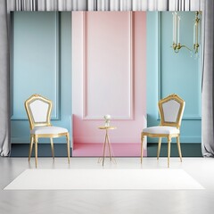 Simple blue pink white wedding decoration or party. Generative AI