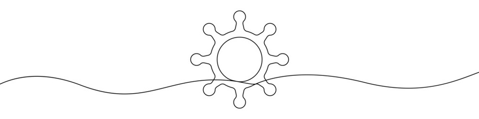 Ship's helm icon line continuous drawing vector. One line Ship's helm icon vector background. steering wheel icon. Continuous outline of a steering wheel icon.