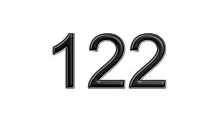 122 black lettering white background year number