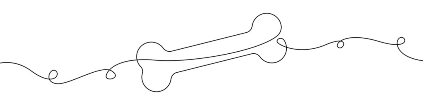 recommend clip art: Bone icon line continuous drawing vector. One line Bone icon vector background. Bone icon. Continuous outline of a Bone icon.