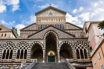 Fototapeta na wymiar Amalfi Cathedral medieval Roman Catholic cathedral in the Piazza del Duomo