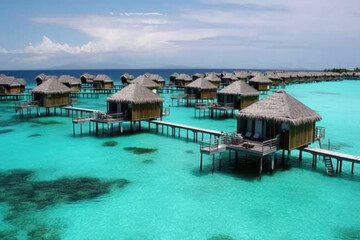 Obraz premium Overwater villas at the beach.