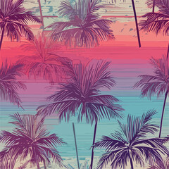 Fototapeta na wymiar Seamless Colorful Hawaii Palms Pattern. Seamless pattern of Hawaii Palms in colorful style. Add color to your digital project with our pattern!