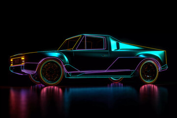 Obraz na płótnie Canvas neon car siloulette