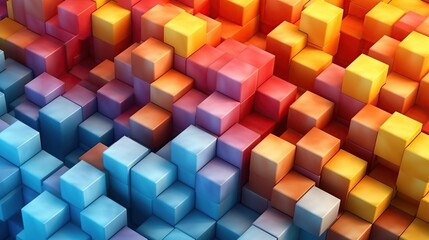 Photo isometric cubes seamless pattern 3d render cubes background Generative AI