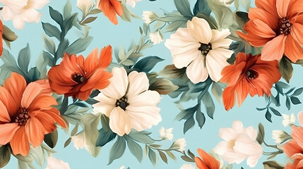Vintage, retro texture with flowers Watercolor background