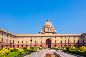 Fototapeta na wymiar North Block of the building of the Secretariat. Central Secretariat is where the Cabinet Secretariat is housed, which administers the Government of India on Raisina Hill in New Delhi