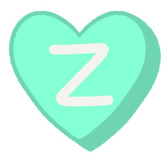 Z Green Heart Alphabet