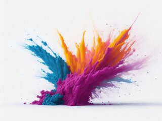 Fototapeta na wymiar Image of color powder splash and explosion on white background. ai generative