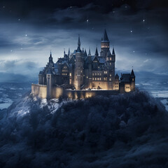 Hohenzollern_Castle_on_moonlight