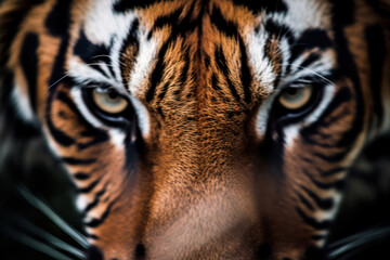 A close-up of a magnificent tiger, with piercing eyes and powerful presence, representing the beauty and strength of the animal kingdom