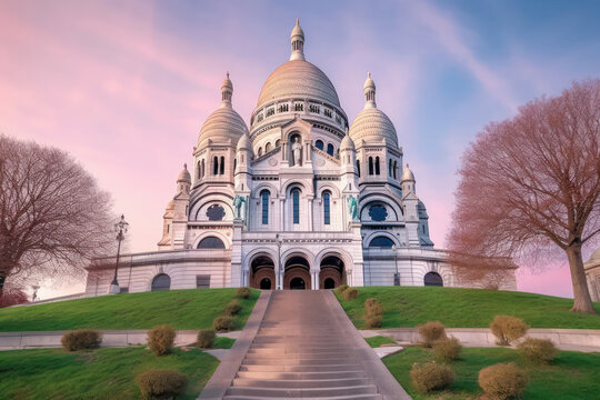 An iconic landmark during golden hour, with the warm glow of the setting sun casting a magical light on the architectural masterpiece, inviting exploration and discovery