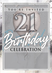21st Birthday Party Invitation Template Silver Design