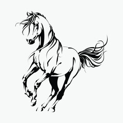 horse silhouette line vector