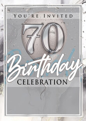 70th Birthday Party Invitation Template Silver Design