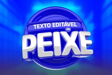 Selo 3D editável para Promoção de Peixe