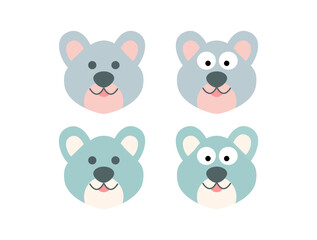 Cute animal faces. Cute dog drawing. Hand drawn characters.