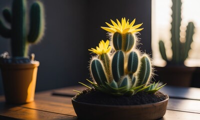 Cactus blooms in summer