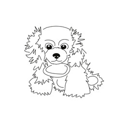 The favorite soft toy of a spaniel puppy. Linear freehand drawing of a dog
