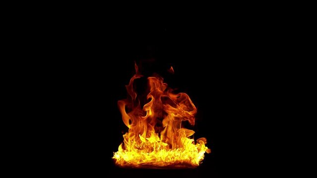 Super Slow Motion Shot of Real Fire Isolated on Black Background at 1000fps.