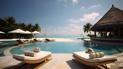 Relaxing luxury beach resort pool