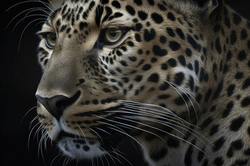 Leopard on the background of the sunset in the desert tropics, animal. generative ai