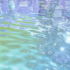 Naklejka na ściany i meble Sparkle water reflection. Summer ocean water background.